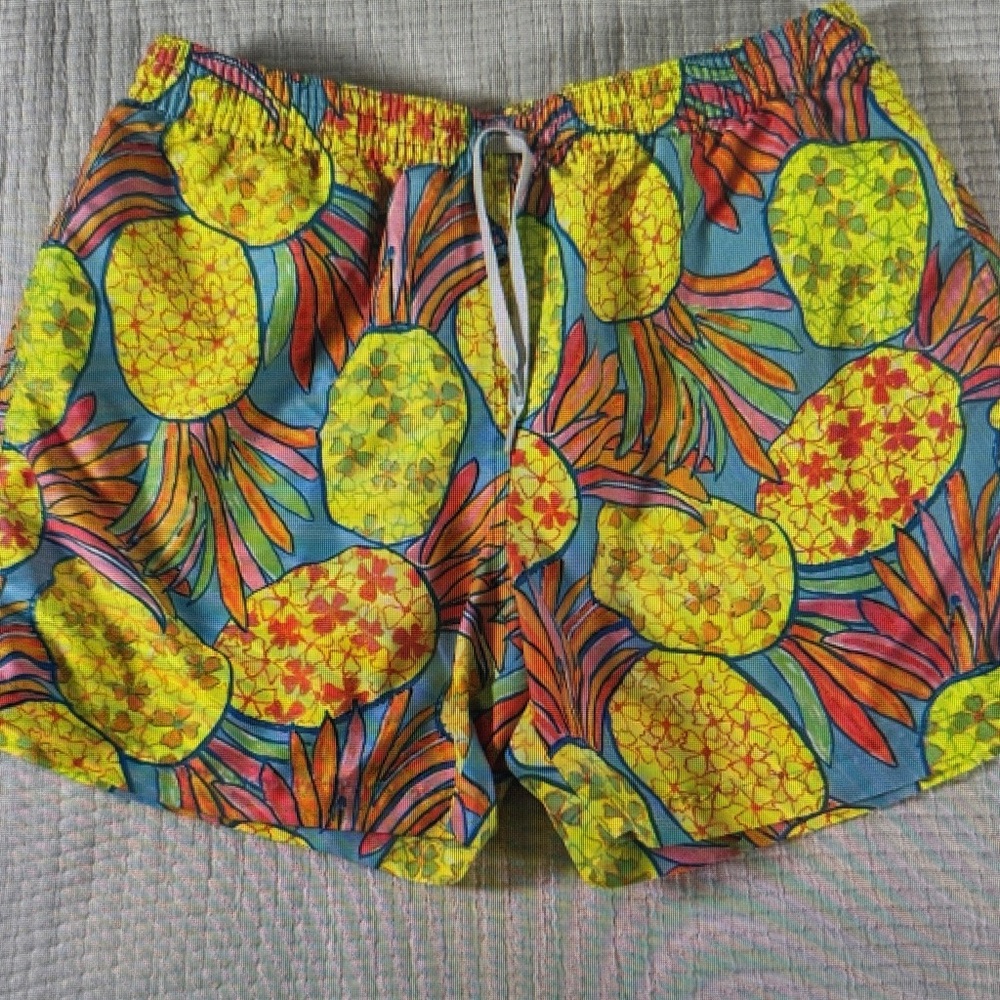 Chubbies Yellow and Blue Pineapple Swim Trunks